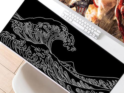 JIALONG Gaming Mouse Pad, Large Mousepad with Non-Slip Rubber Base, Smooth Cloth Surface Desk Keyboard Mat for Computer, PC, Laptop, Desktop 35.4 x 15.7 Inches, Black - color: Dimgray