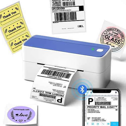 Phomemo Thermal Label Printer, 4X6 Shipping Labels Printer for Small Business, Wireless Label Printers for Package for Phone & Pad & PC, Used for UPS, Shopify, TikTok, USPS, FedEx, DHL, Temu - color: Blue