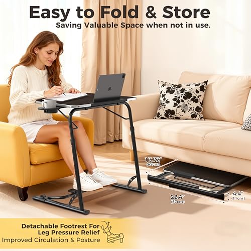 FoldWise Upgraded Folding TV Tray Table, Sturdy Couch & Dinner Laptop Table - color: (Black) - Dark Wood Mahogany