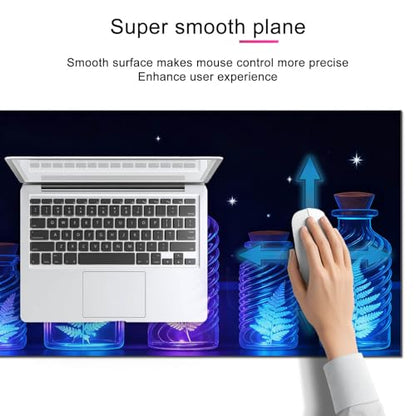 HOMETITUTE Large Mouse Pad 31.5x11.8 Inch Gaming Mousepad Glowing Fern Art Non-Slip Keyboard Desktop Protector Mat XL Mouse Pad for Home Office Laptop Wireless Mice Accessories - color: Glowing Fern Art