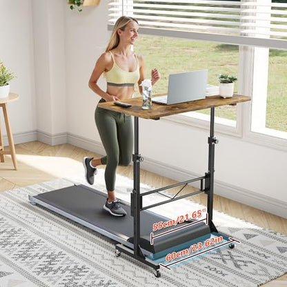 Standing Desk, 32 Inch Portable Small Desk Adjustable Height, Rustic | Rolling Home Office Desks with Wheels, Sit Stand Desk for Bedroom Walking Pad Home Office Small Space - color: Rustic