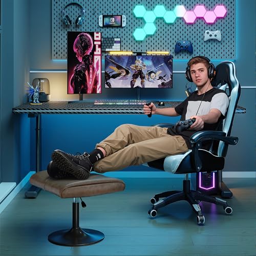 VECELO Foot Rest Under Desk Ottoman, PU Height Adjustable Footrest with Comfort Padding, Leg Rest for Desk for Relieving Leg Pain, Stiffness, and etc, Brown - color: Brown