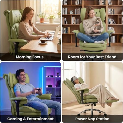 Big & Tall Office Chair, 400lbs Executive Chair with Footrest, Green - color: Green