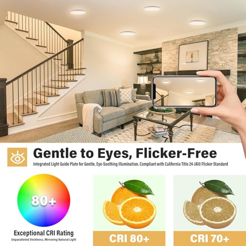 Flush Mount Ceiling Light Fixture - ETL Certified - 7 Inch Dimmable 3000K Warm White LED, 0.63'' Ultra Thin Round Design for Bedroom, Bathroom, Kitchen, Hallway, Basement, Closet (3-Pack)‌ - color: White, 3000K, size: 7 inch (3 Pack)