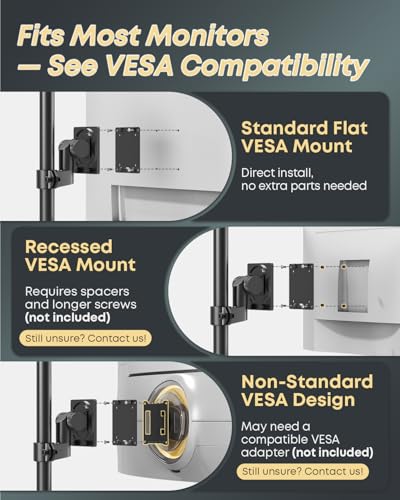 Dual Monitor-Arm Ultrawide Heavy Duty - 24-57 inch Vertical Dual Monitor Mount, Adjustable Stacked Double Monitor Desk Mount Stand, Max Load 59.4 lbs (per Arm), VESA 75/100 mm, Black - color: Black