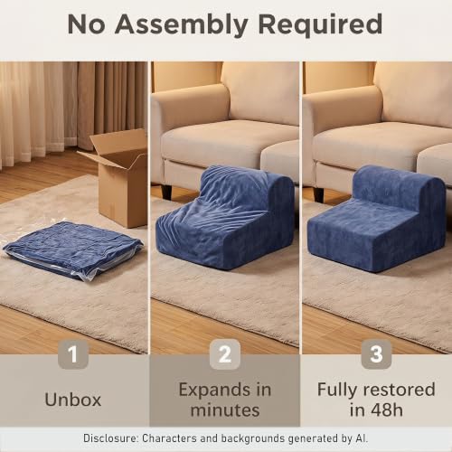 Modern Foam Filled Foot Stool, Soft Lightweight Pouf Ottoman Floor Rest for Living Room, Bedroom, Office Desk, Small Spaces, Blue - color: Blue