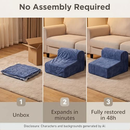 Modern Foam Filled Foot Stool, Soft Lightweight Pouf Ottoman Floor Rest for Living Room, Bedroom, Office Desk, Small Spaces, Blue - color: Blue