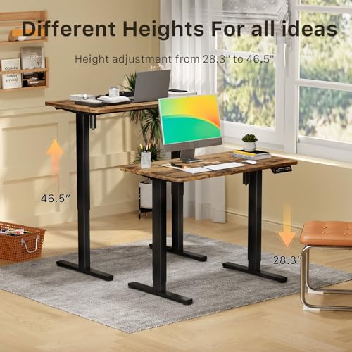 JOY worker Small Electric Computer Desk, 40" Whole Piece Height Adjustable - color: Rustic Brown, size: 40" * 20"