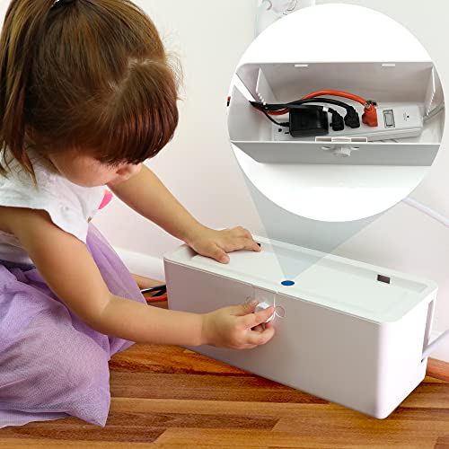 Power Strip Cover Box - Effectively Baby Proofs Power Strip with Patented Dual Lock. Convenient Side Openings for Cords & Cables. Protects Small Hands & Fingers - size: Power Strip Cover Box