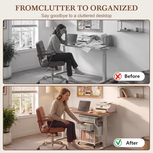 Faesun Printer Stand with Storage,3-Tier Rolling Printer Table with Drawers - color: White