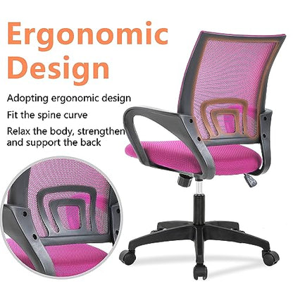 PayLessHere | Office Chair | Pink | Pack of 1 | with Lumbar Support - color: Pink, style: pack of 1