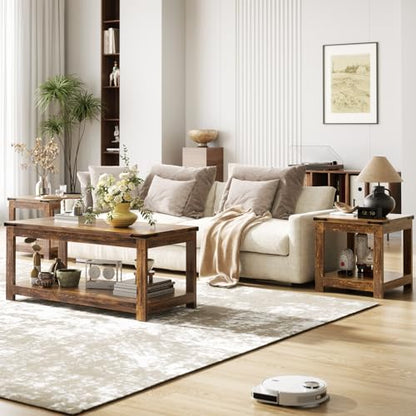 Homieasy End Table, 20x20 Square Side Table for Living Room, Rustic Brown - color: Rustic Brown