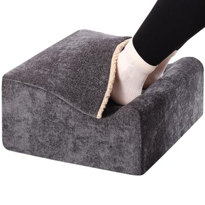 Keep Warm Foot Stool Foot Rest for Under Desk At Work | Office Footrest with Warm Feet Pocket,Ergonomic Under Deskfoot stool Stool for Office Chair & Back &Pain Relief, Dark gray+ - color: Dark Gray+