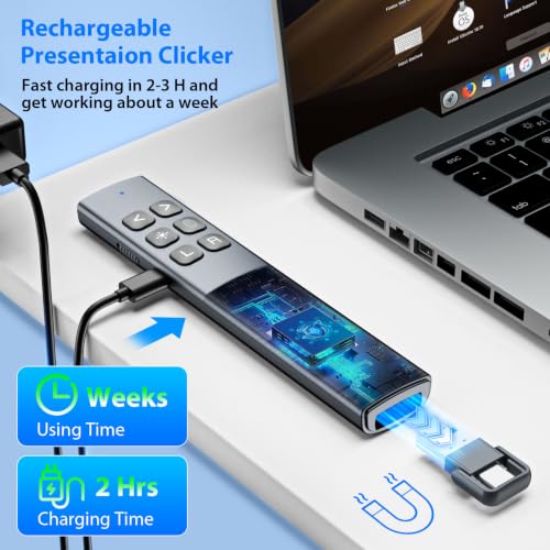 Presentation Clicker with Air Mouse, RF 2.4GHz PowerPoint Clicker for PPT