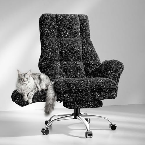 Big and Tall Office Chair, Flip Armrests for Pets & Cross Legged Sitting | Executive Ergonomic Computer Gaming Chair with Foot Rest, Wide Seat Reclining Desk Chair, Galaxy Black - color: Galaxy Black