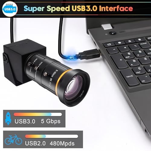 SVPRO 4K 60fps HDMI Camera USB3.0 Streaming Webcam with 5-50mm Manual Telephoto Lens 10X Optical Zoom H.264 Industrial Microscope Close-Ups Camera,USB and HDMI Dual Ouput - color: 4K 60fps Camera with 5-50mm Lens