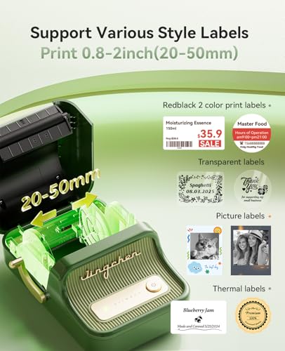 NIIMBOT Label Maker, B21 Pro 300DPI HD Sticker Printer for Photos, Green | Red&Black Dual-Color Printer, Bluetooth Sticker Maker for Notes, Study Graphics, Memo Maker, Come with 2'' x 1.2'' Label Roll - color: Pine Green