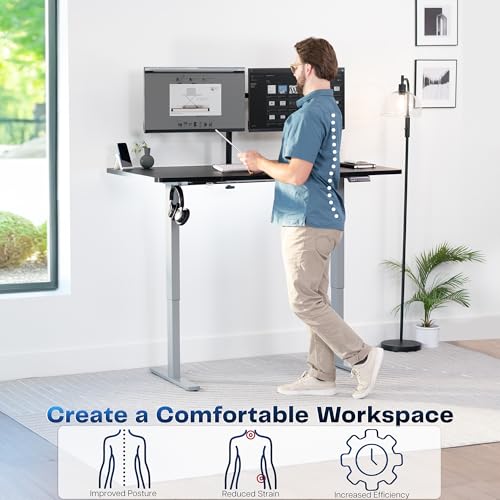 VIVO Black 60 x 30 in Standing Desk, DESK-KIT-1G6B-30 - color: Black Top / Gray Frame, size: 60 x 30-inch