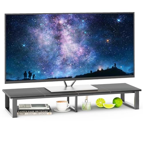aboxoo 45" TV Riser for 32-60 inch TV, TV Shelf with Steel Legs - color: Black, size: 45 inch