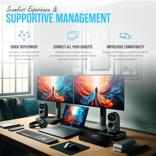 D6000 Dell Docking Station Dual Monitor with USB 3.0 & USB C - Universal Dock with 130W & HDMI Cable (Renewed)