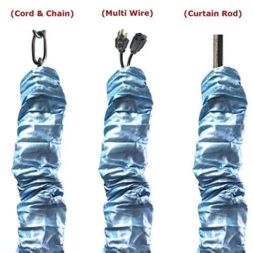 Royal Designs, Inc. Cord & Chain Cover 4 ft Silk Type Fabric, Chandelier Pendant Lighting Chain & Cable Management, Touch Fastener, Blue - 1 Pack - color: Blue, size: 1 Pack