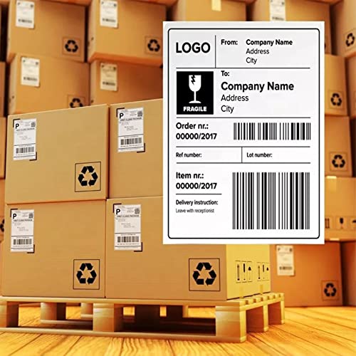 4" x 6" Fanfold Labels Direct Thermal Labels - White Shipping Mailing Postage Labels Permanent Adhesive 1000 Labels Per Stack (8000 Labels=8 Stacks) - size: 8 Stacks | 8000 Labels