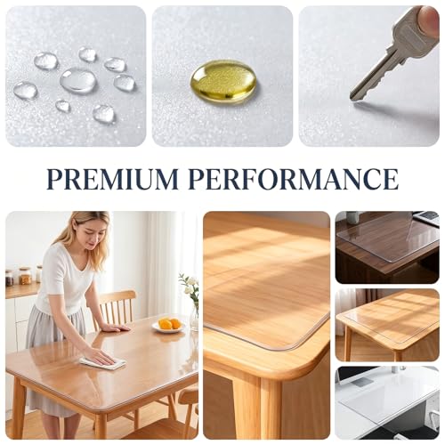 Clear Table Protector Plastic Cloths PVC Night Stand Table Cover Mat 17"x18" 1.5mm Thick Office Desk Mat Shelf Surface Protection Crystal Children Painting Cover Pad Transparent