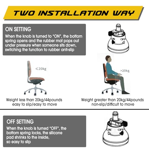 Bell Glides Replacement Office Chair, Caster Wheels Stopper Chair Feet with Separate Self Adhesive Felt Pads, Wheel for Carpet (Advanced Fixed feet-5PCS) - style: Advanced fixed feet-5PCS
