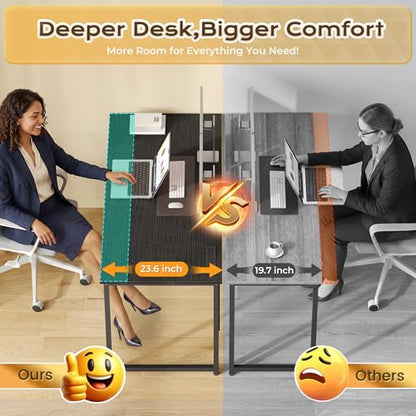 PRAISUN 47 X 24 Inch Deeper Desk with Power Outlets - color: Black, size: 47.2*23.6 inch