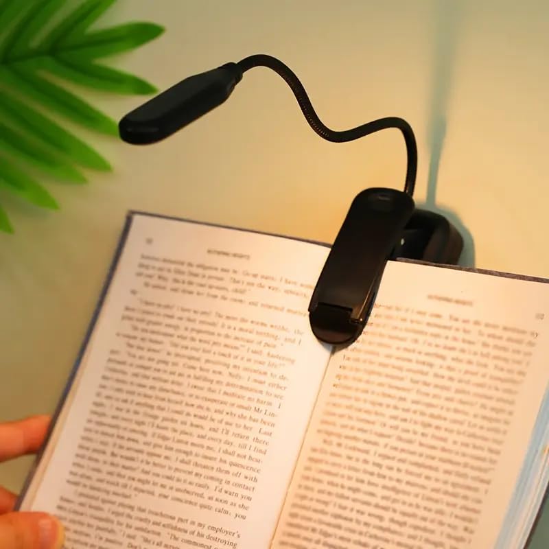 Clip-On Book Light, Battery Powered Flexible Reading Lamp, Portable Desktop Night Light for Room Decor, Push Button Control Uplight Lighting