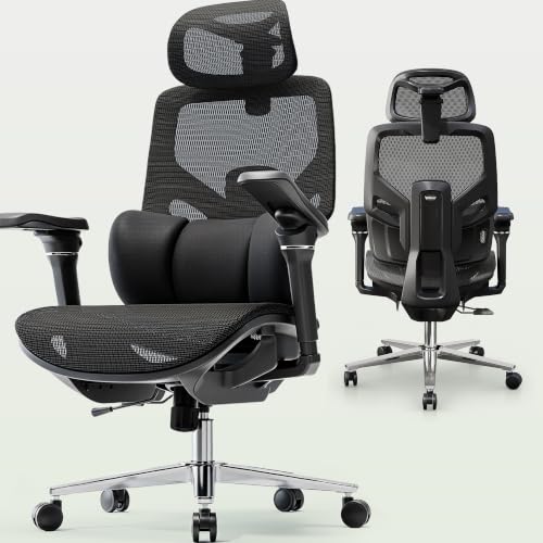S9 Ergonomic Office Chair 3-Zone Lumbar Support for Back Pain Relief - color: Breathable Black