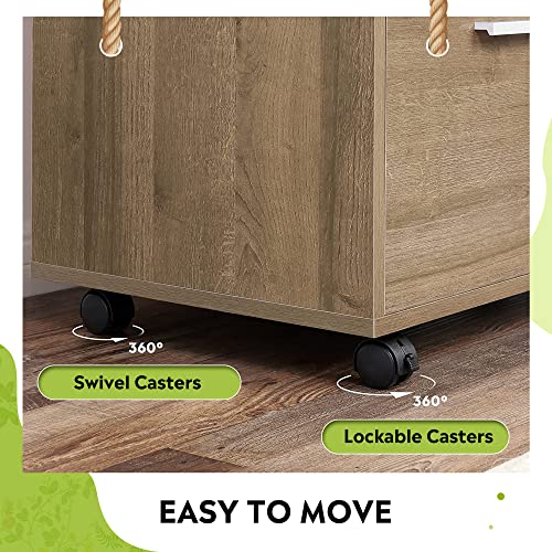 DEVAISE Wood File Cabinet, 3 Drawer Lateral Filing Cabinet, Gray Oak - color: Gray Oak