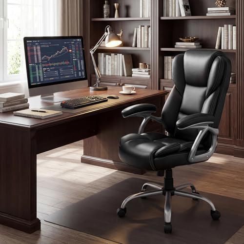 COSTWAY Executive Office Chair with High Back and Thickened Seat Cushion - color: Black