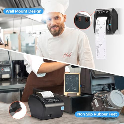 MUNBYN Bluetooth Thermal Receipt Printer 80mm White USB Serial Ethernet | Compatible with Android Windows PC and iOS, does not Support PayPal DoorDash Grubhub, P047 POS Printer for Business Black - color: Black