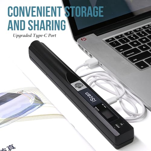A4 Document Scanner, Portable Card Photo Scanner with 16GB Memory Card, Mini Handheld Receipt Scanners, USB Connection for Computer, Black, LNKH09