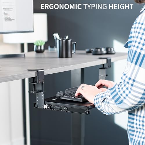 VIVO Black Clamp-on 27 x 11 in Adjustable Keyboard Tray, MOUNT-KB05HB - color: Black, size: 27" fixed width