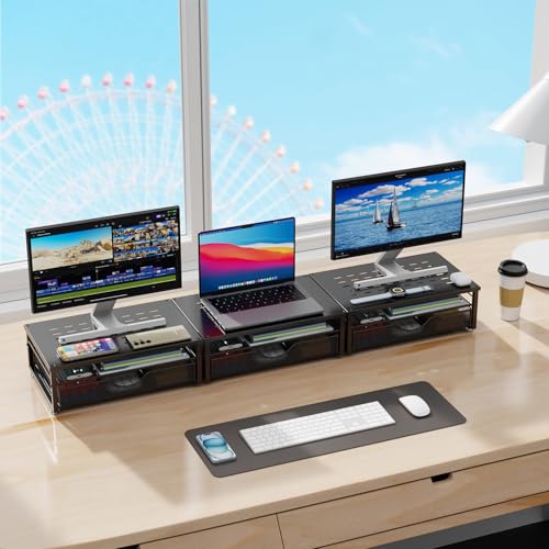 gianotter Computer Monitor Stand Riser with Drawer - color: Black