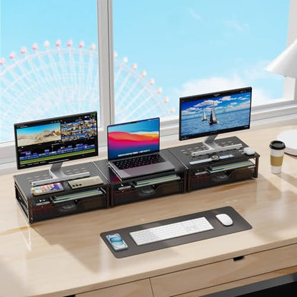 gianotter Computer Monitor Stand Riser with Drawer - color: Black
