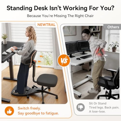 Standing Desk Chair, 6-in-1 Ergonomic Standing Mate Chair, Adjustable Sit Stand Lean Perch Saddle Stool with Flip Backrest, Dynamic Posture Support & Built-in Anti-Fatigue Design, MT-M-DG - size: S Size (for 5'0" - 5'8")
