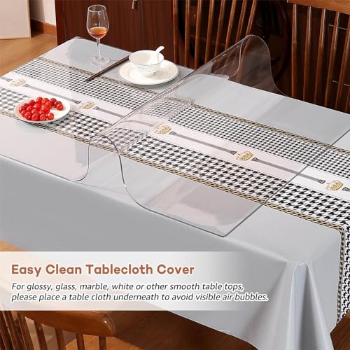 RostiKong 35 x 35 Inch Clear Plastic Square Table Top Protector Thick Waterproof Transparent Tablecloth Cover Mat Non Slip PVC Vinyl Table Liner Pad Waterproof Dining Beside Sofa Coffee Tabletop Cloth - color: Upgraded Clear Rectangle Shape, size: 35" x 3