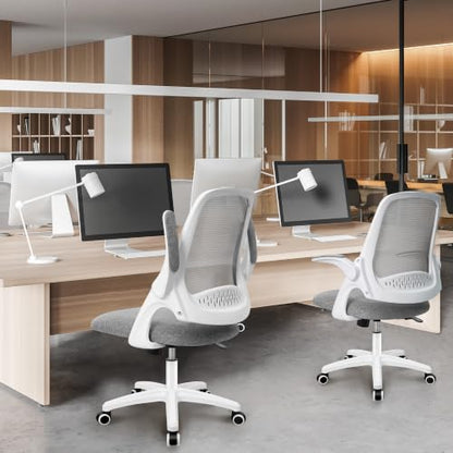 NEO CHAIR Office Desk Chair, Ergonomic Mesh with Flip-Up Armrests, Grey - color: Grey