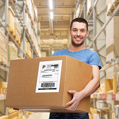 4" x 6" Fanfold Labels Direct Thermal Labels - White Shipping Mailing Postage Labels Permanent Adhesive 1000 Labels Per Stack (8000 Labels=8 Stacks) - size: 8 Stacks | 8000 Labels