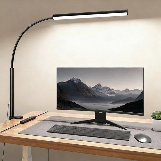 LED Desk Lamp with Clamp, 1200 Lm Eye-Caring Desk Light for Home Office,Pro - color: Black, size: Plus