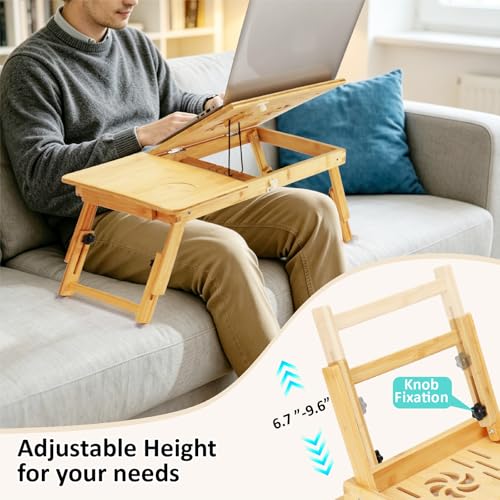 Laptop Desk for Bed, Foldable Bed Tray, Adjustable Angle & Height