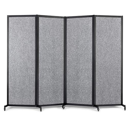Room Partition, 8'5"L* 6'7"H,4 Panel,Light Grey - color: Light Grey, size: 100.8"(L)*78.7"(H)