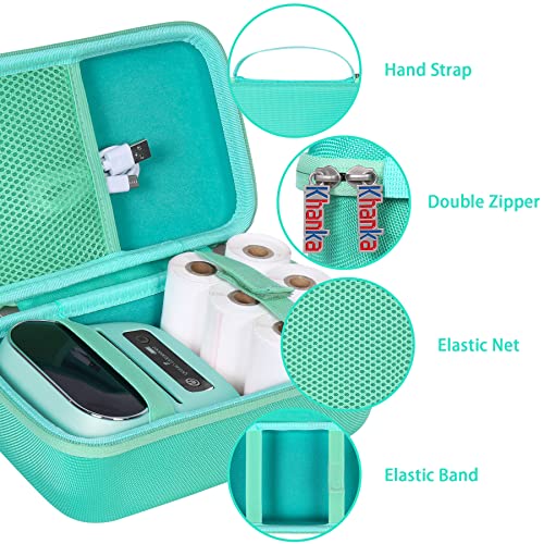 khanka Case for Phomemo M221/M220/M110/M110s Bluetooth Label Maker,Green | EVA Hard Shell, Mesh Pocket Accessory Storage, Impact Resistant Protection, Water Resistant Protection, Protective Case Only - color: Green