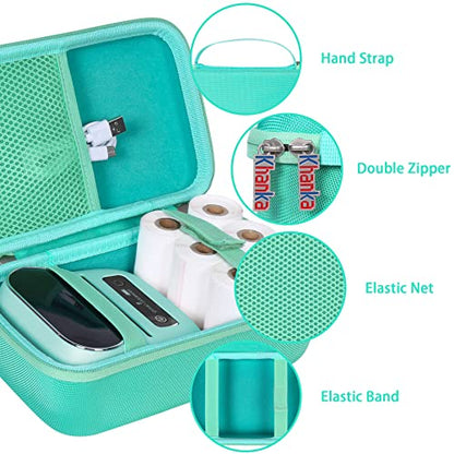 khanka Case for Phomemo M221/M220/M110/M110s Bluetooth Label Maker,Green | EVA Hard Shell, Mesh Pocket Accessory Storage, Impact Resistant Protection, Water Resistant Protection, Protective Case Only - color: Green