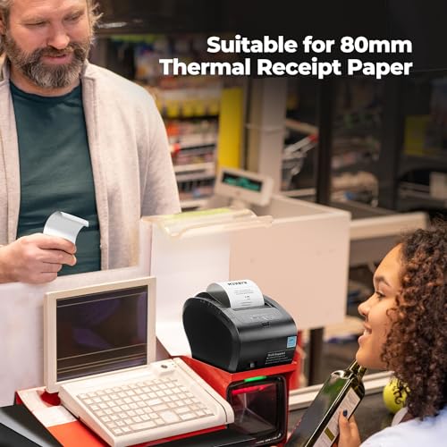 MUNBYN Thermal Paper 3 1/8 x 230ft, 50 Rolls Receipt Paper Work for Star Micronics TSP100 TSP143 Epson 80mm Receipt Printer Square POS Register, 80mm Thermal Receipt Papers, BPA Free, Plus Version - size: 3 1/8" x 230', style: 50 Rolls