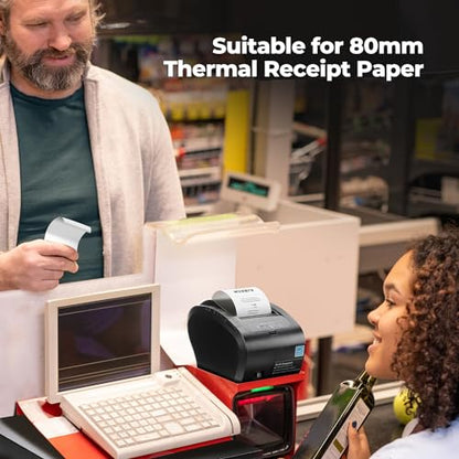 MUNBYN Thermal Paper 3 1/8 x 230ft, 50 Rolls Receipt Paper Work for Star Micronics TSP100 TSP143 Epson 80mm Receipt Printer Square POS Register, 80mm Thermal Receipt Papers, BPA Free, Plus Version - size: 3 1/8" x 230', style: 50 Rolls