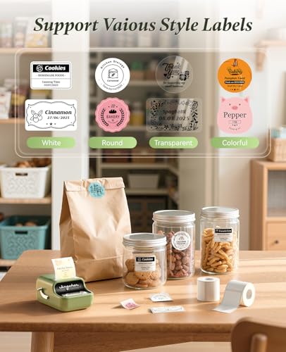 NIIMBOT B21 Label Maker Thermal Label Printer, Good Idea for Home Organization Office Business, 50x30mm Label-230Pcs | Thermal Label Printer with 1 Pack 50x30mm White Label for Home/Office/Business, Compatible with iOS & Android - color: Green